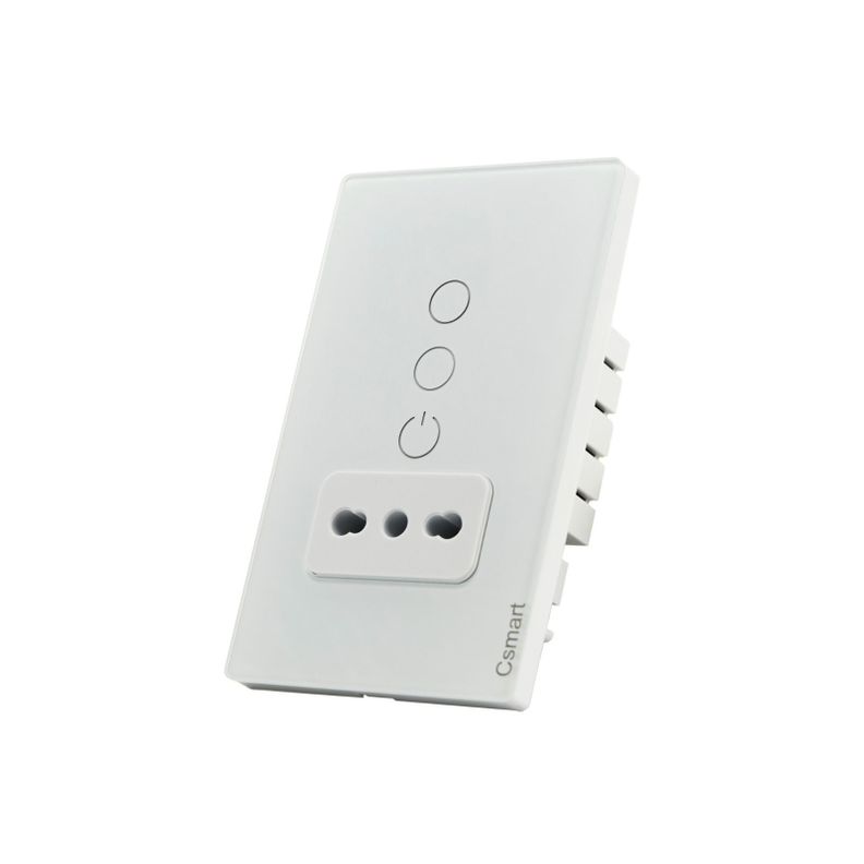 Interruptor Inteligente Wifi Placa Vidrio 2 Canal + Enchufe Blanco-1
