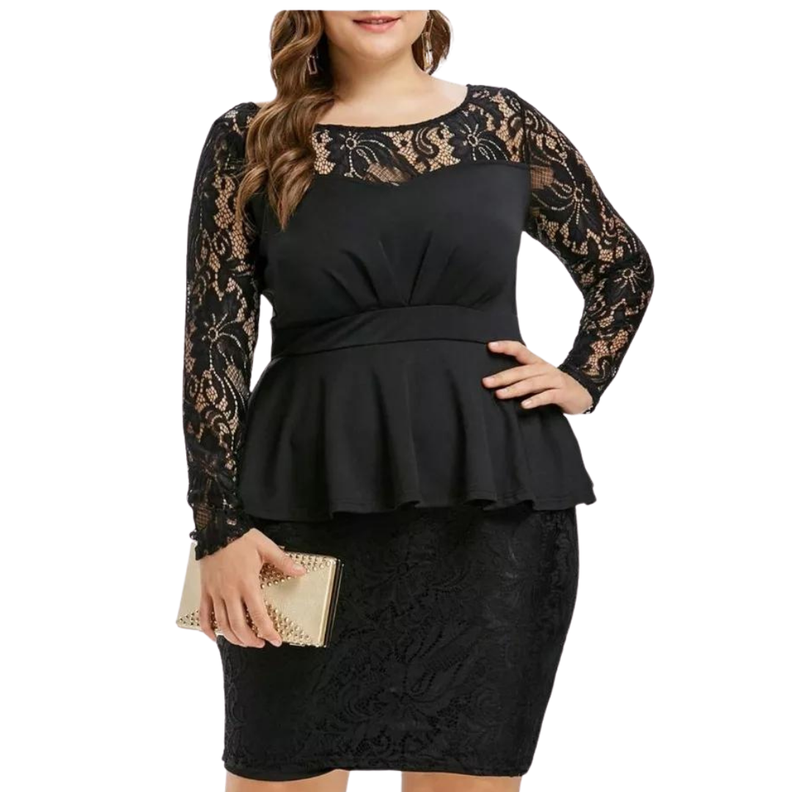 VESTIDO CORTO PEPLUM MANGA LARGA IDEAL PARA FIESTA GALA COCTEL GRADUACION-1