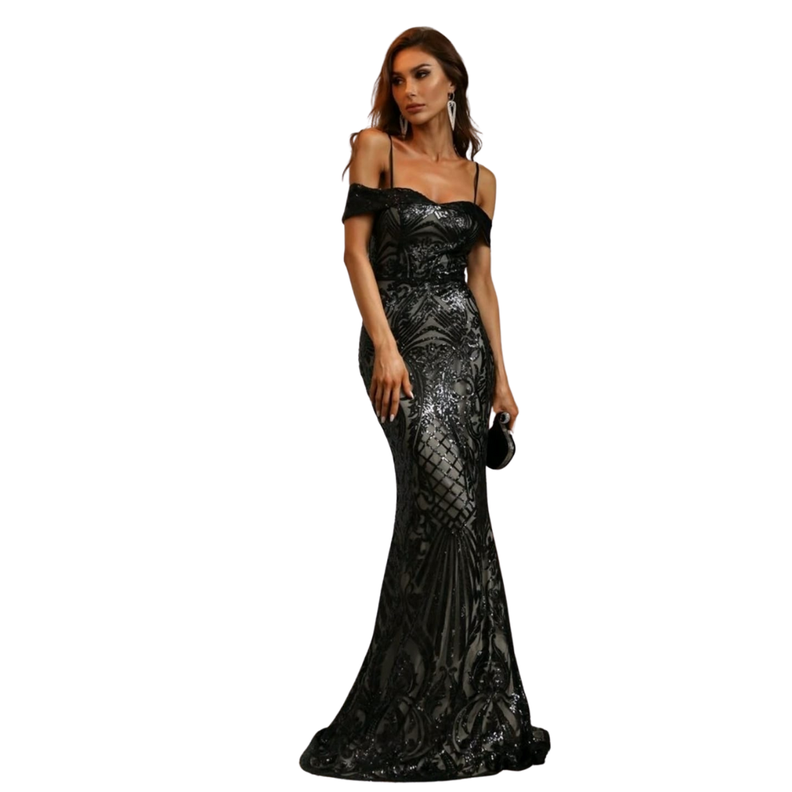VESTIDO LARGO AJUSTADO BRILLANTE IDEAL PARA FIESTA GALA ML76-0