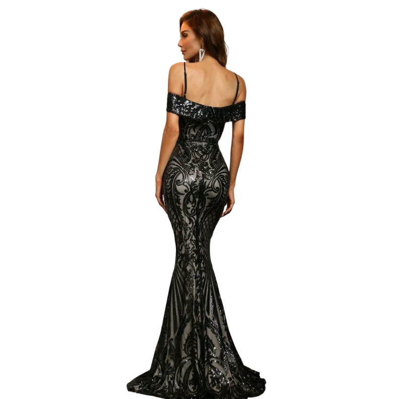 VESTIDO LARGO AJUSTADO BRILLANTE IDEAL PARA FIESTA GALA ML76-1