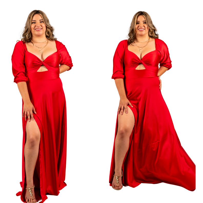 VESTIDO LARGO NUDO EN BUSTO IDEAL PARA FIESTA COCTEL BODA GALA DAMA DE HONOR V105-0