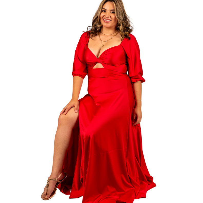 VESTIDO LARGO NUDO EN BUSTO IDEAL PARA FIESTA COCTEL BODA GALA DAMA DE HONOR V105-1