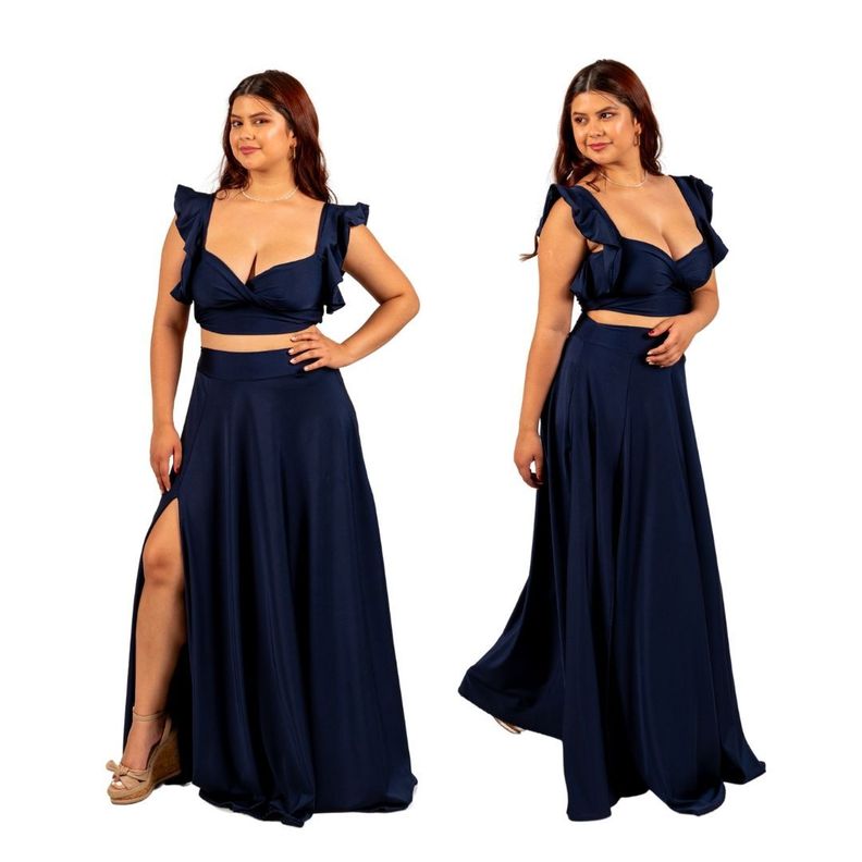 CONJUNTO DE FALDA CROP TOP CON VUELO IDEAL PARA GALA COCTEL BODA FIESTA  PRIMAVERA VERANO V101-0