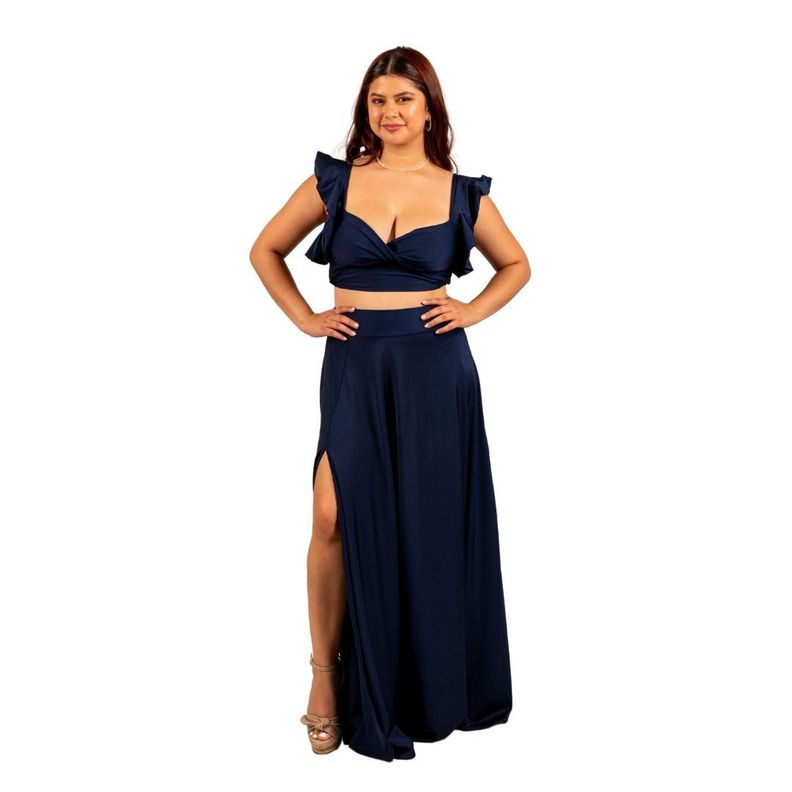 CONJUNTO DE FALDA CROP TOP CON VUELO IDEAL PARA GALA COCTEL BODA FIESTA  PRIMAVERA VERANO V101-1