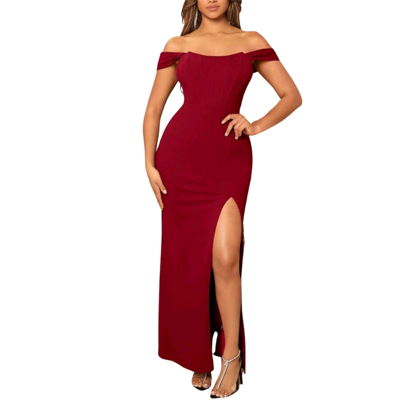 VESTIDO AJUSTADO LARGO CON ABERTURA IDEAL PARA FIESTA GALA GRADUACION ML115