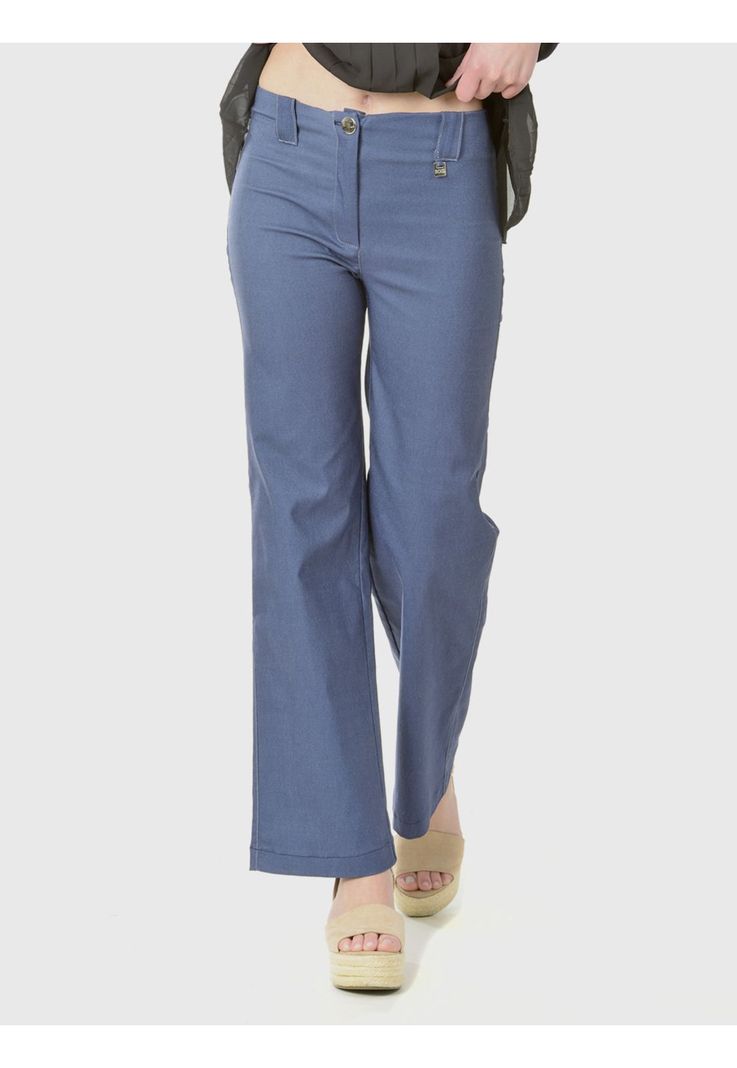 Pantalón Ancho Gabardina Azul Claro-2