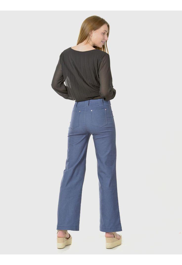 Pantalón Ancho Gabardina Azul Claro-6