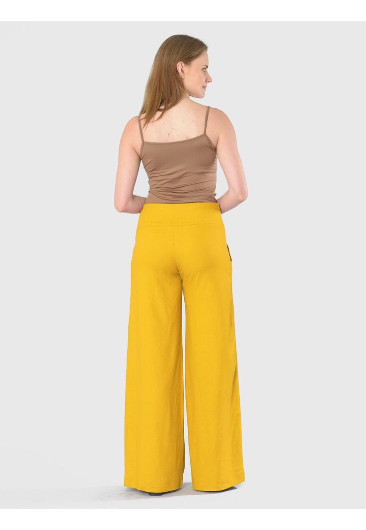 Pantalón Lino Amarillo-0