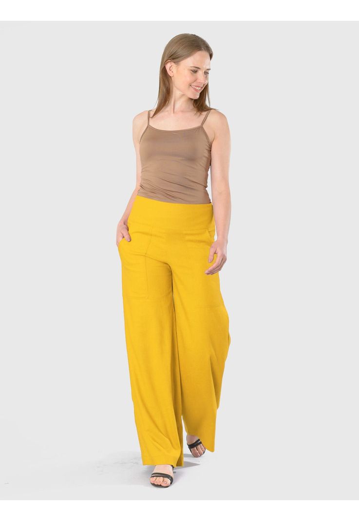 Pantalón Lino Amarillo-1