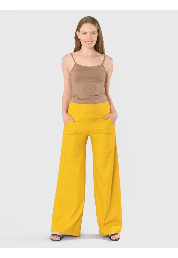 Pantalón Lino Amarillo-2