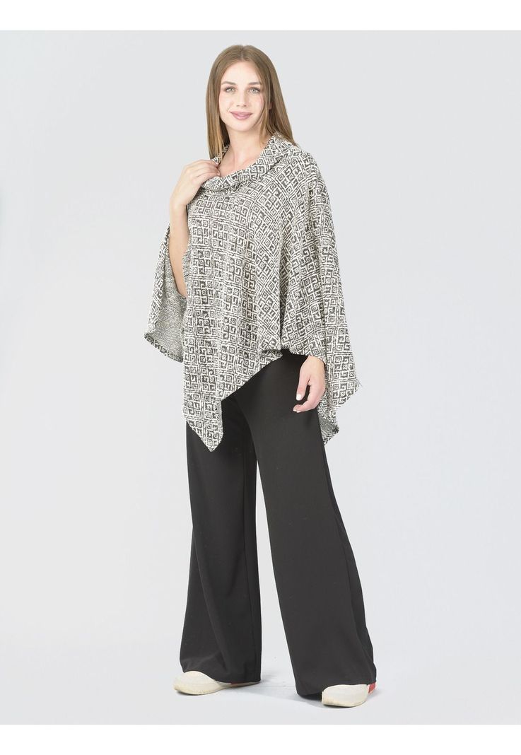 Poncho Lanilla Diseño Gris-1