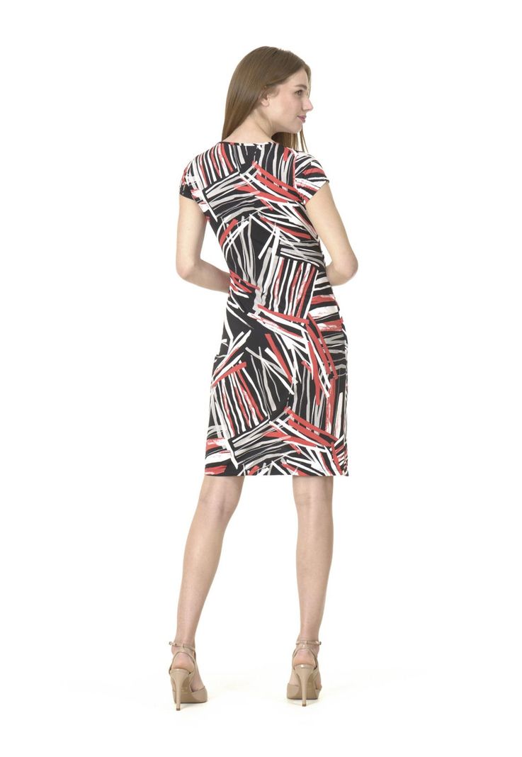 Vestido Estampado Cruzado Rojo-5