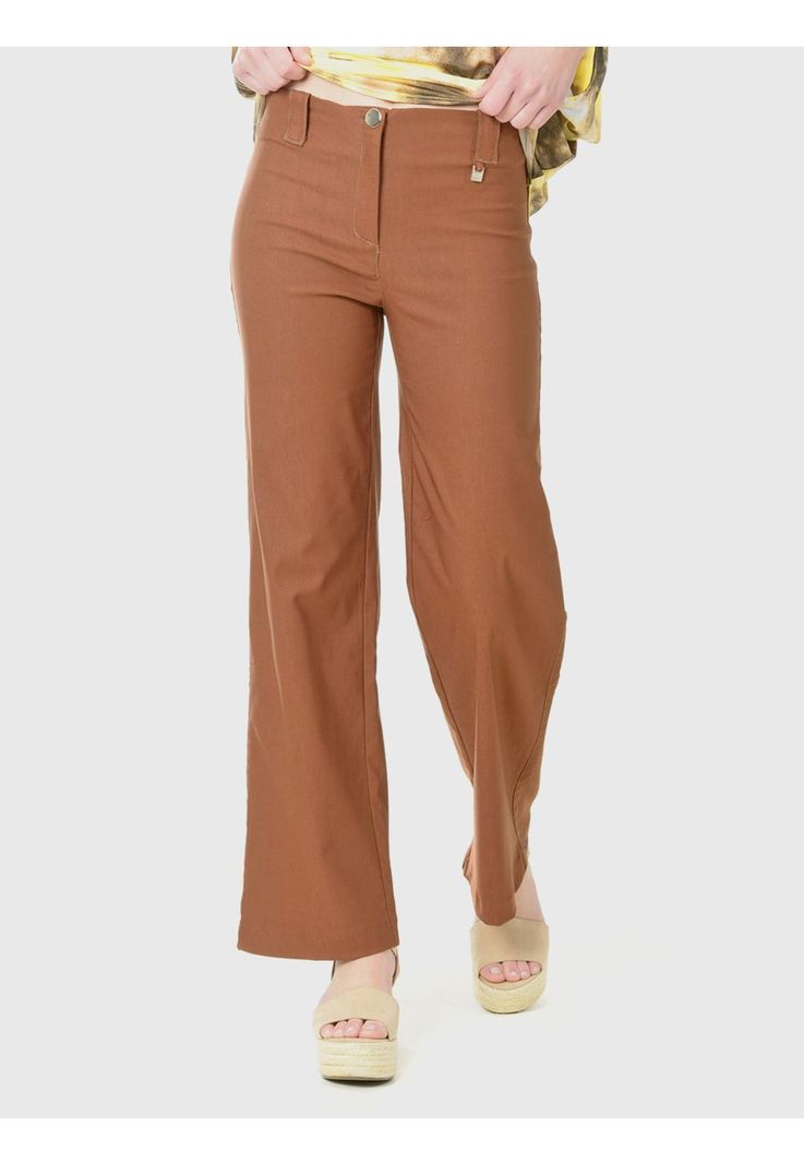 Pantalón Ancho Gabardina Café-1