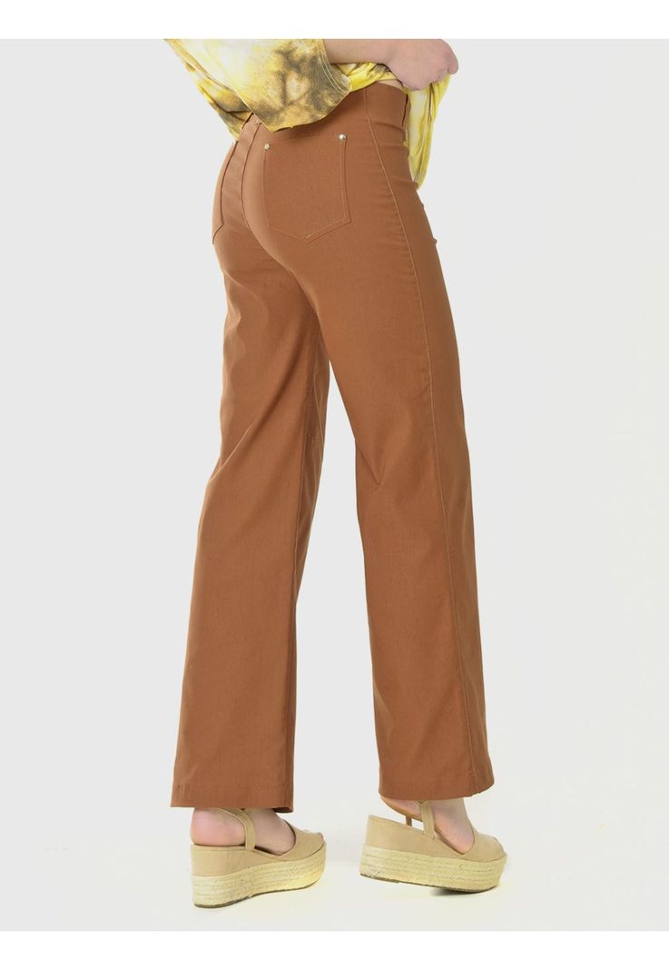 Pantalón Ancho Gabardina Café-5