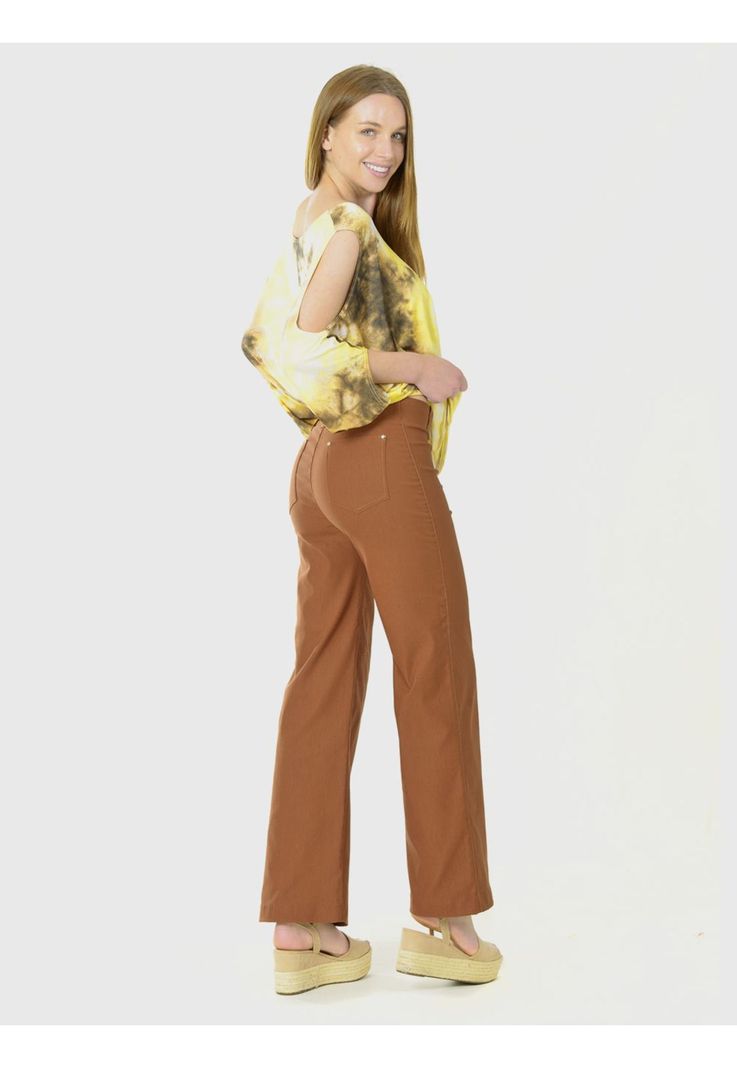 Pantalón Ancho Gabardina Café-6