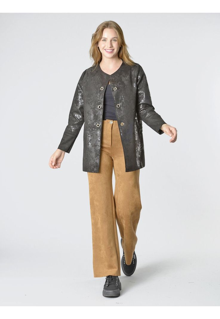 Chaqueta Ecocuero Ojetillos Negro-1