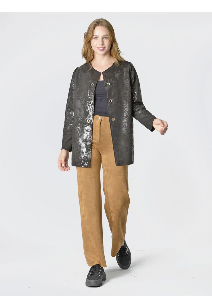 Chaqueta Ecocuero Ojetillos Negro-2