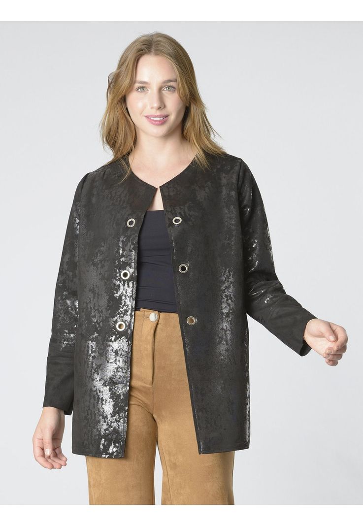 Chaqueta Ecocuero Ojetillos Negro-3