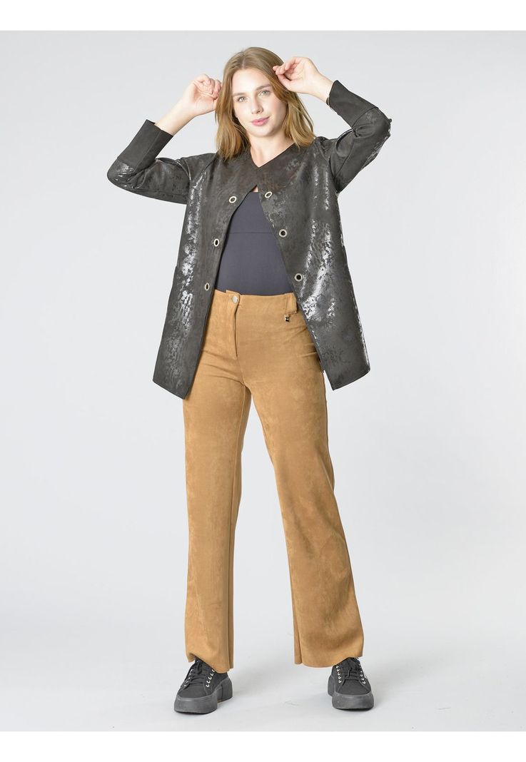 Chaqueta Ecocuero Ojetillos Negro-4