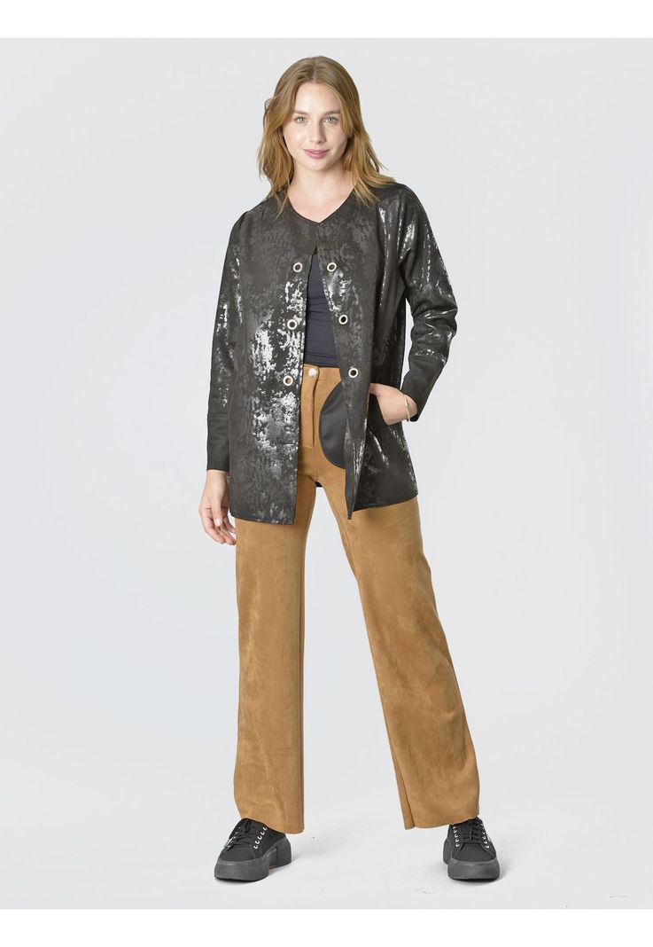 Chaqueta Ecocuero Ojetillos Negro-5