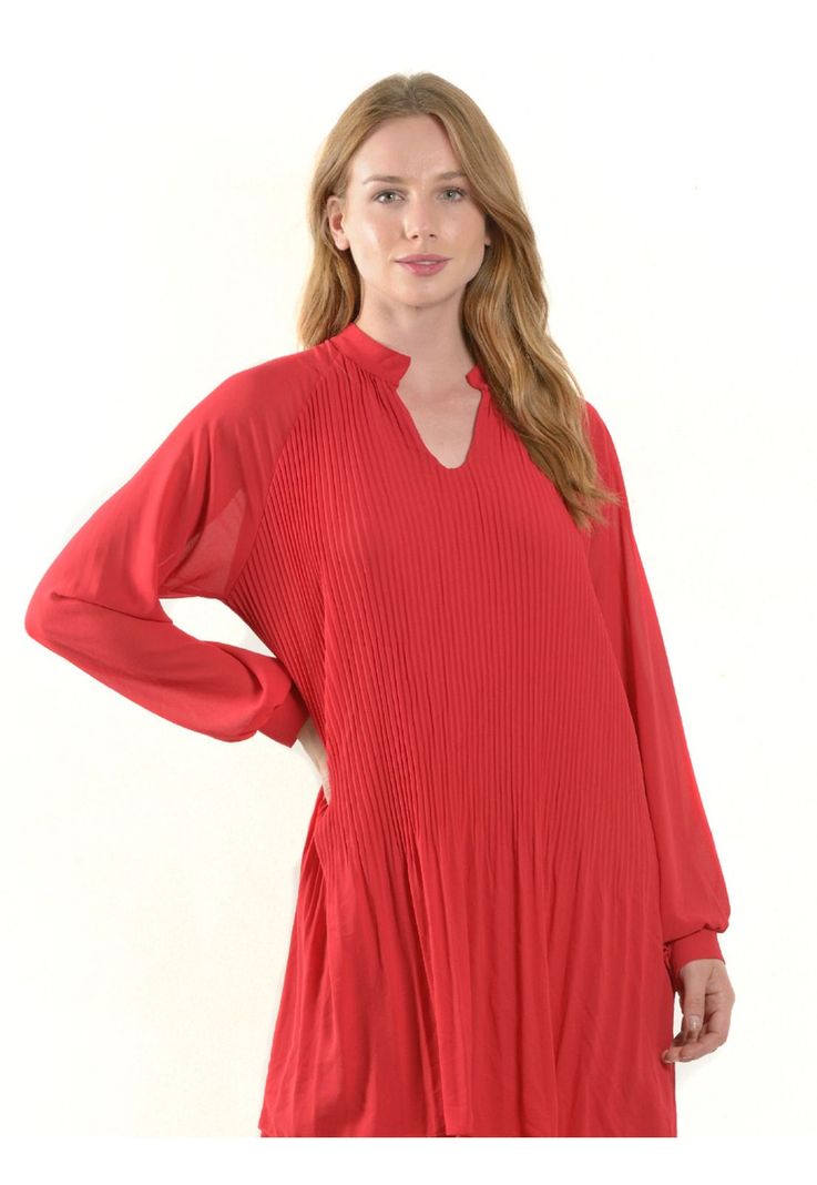 Vestido Italiano Plizado Rojo-1