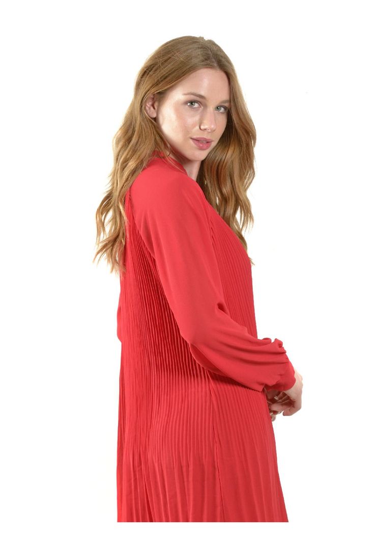 Vestido Italiano Plizado Rojo-2