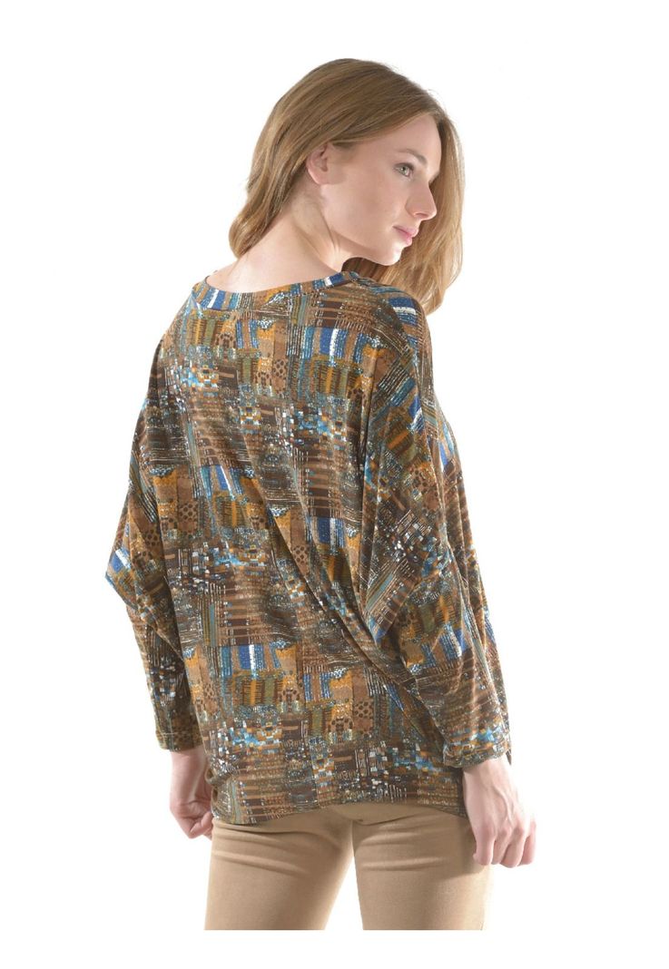 Polera Rebeca Estampada Café-4