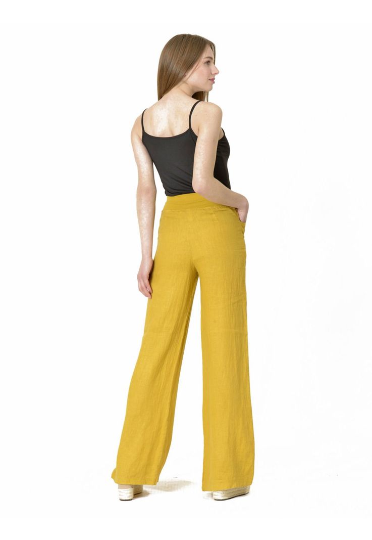 Pantalón Lino Italiano Amarillo-4