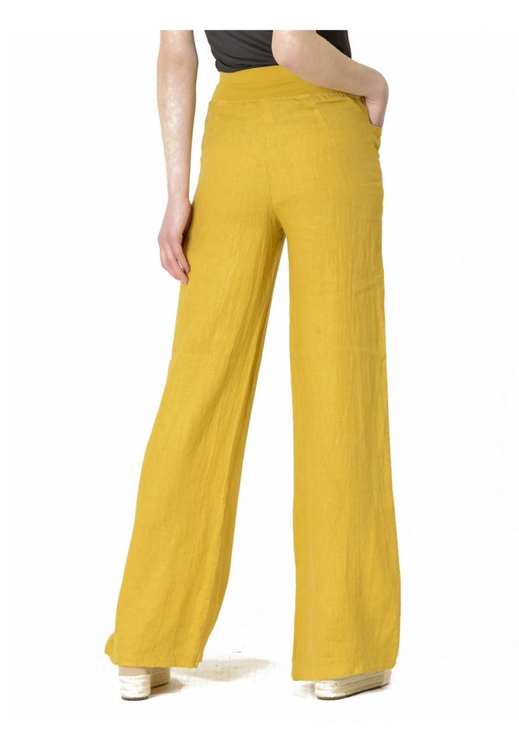 Pantalón Lino Italiano Amarillo-5