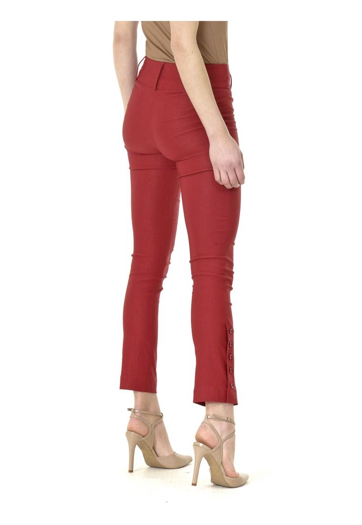 Pantalón Recto Botones Burdeo-3
