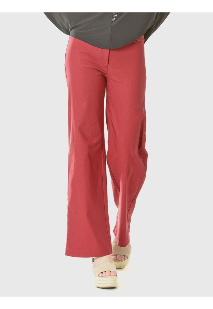 Pantalón Ancho Gabardina Burdeo-0