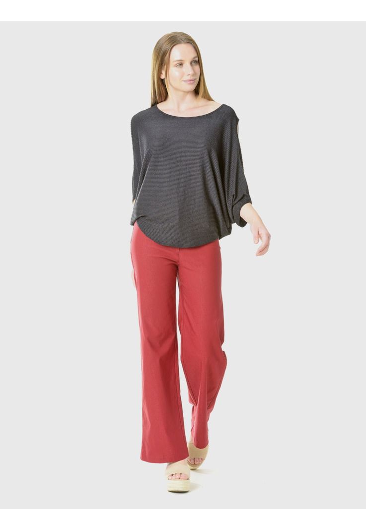 Pantalón Ancho Gabardina Burdeo-1