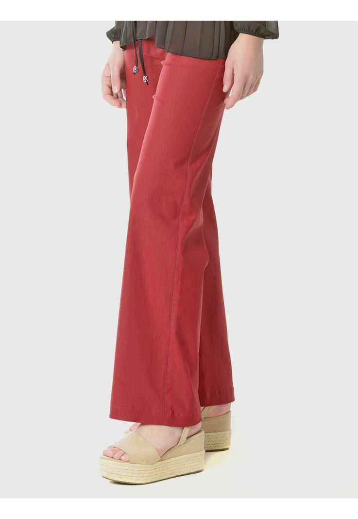 Pantalón Ancho Gabardina Burdeo-2