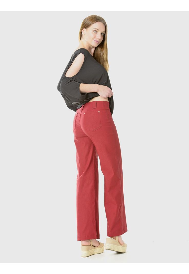 Pantalón Ancho Gabardina Burdeo-4