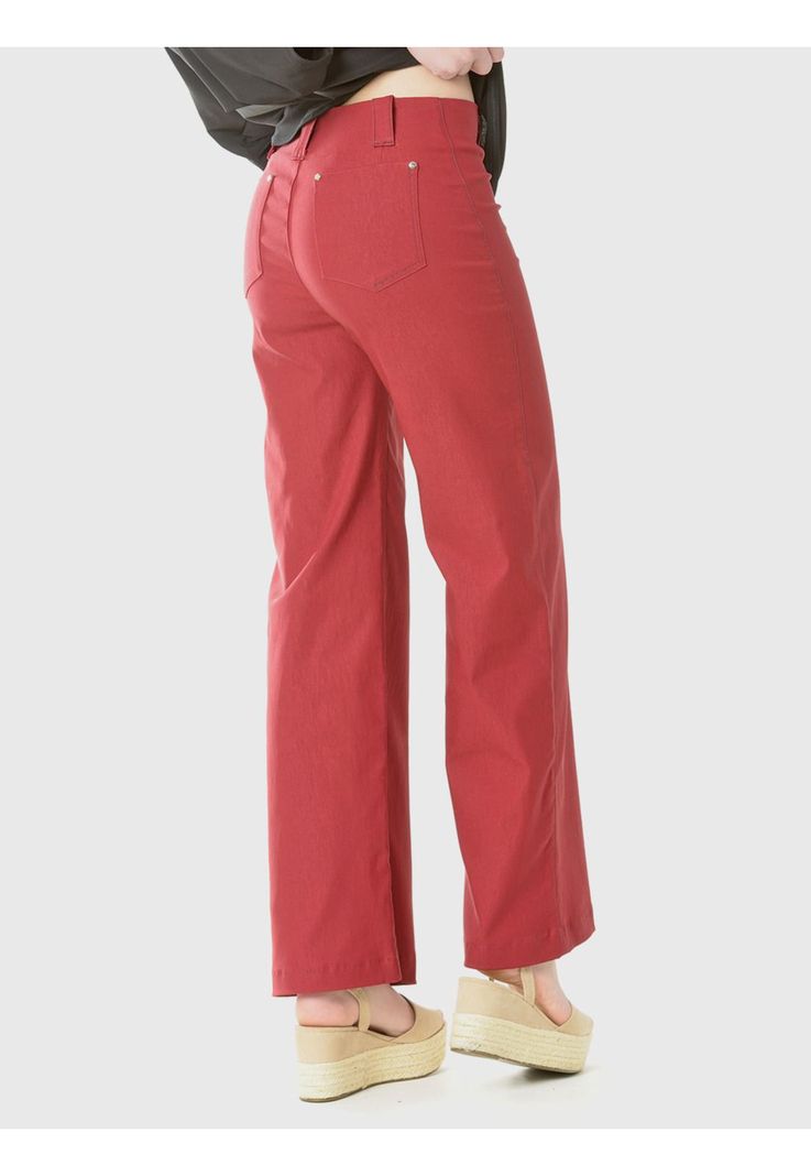 Pantalón Ancho Gabardina Burdeo-5