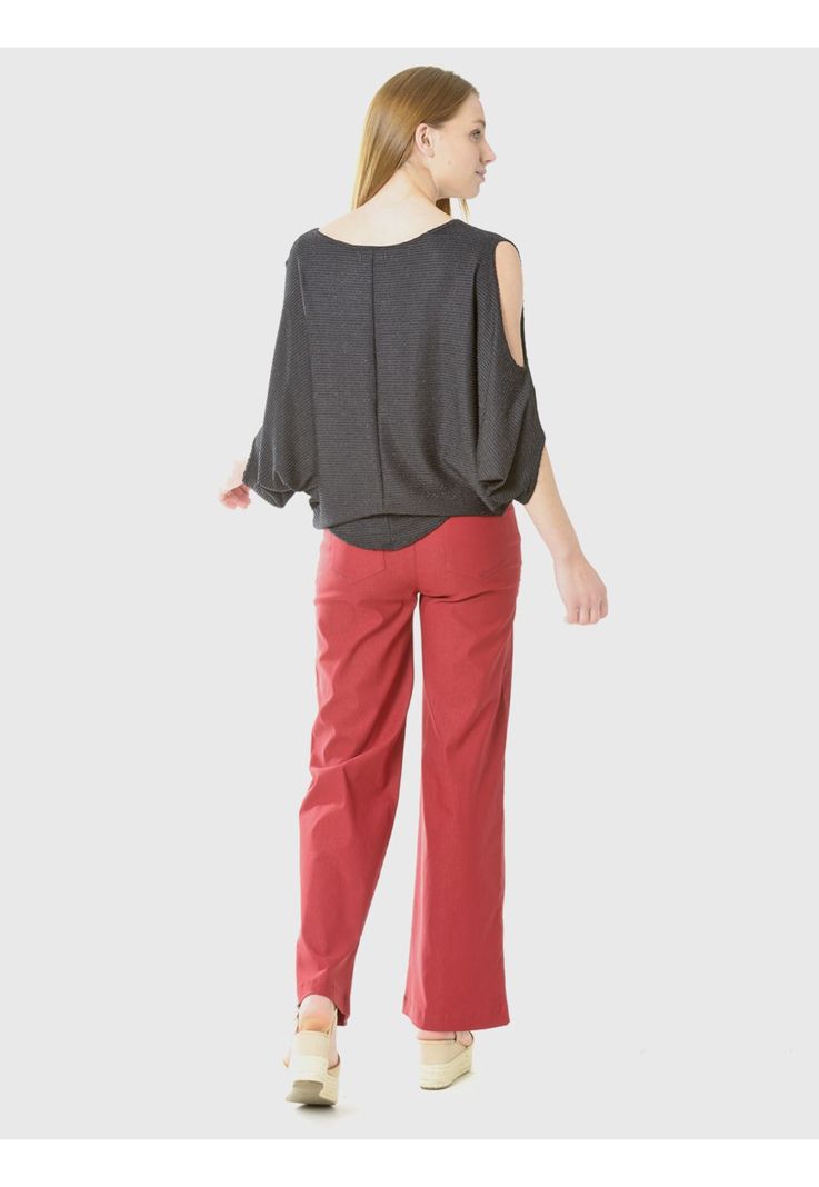 Pantalón Ancho Gabardina Burdeo-6