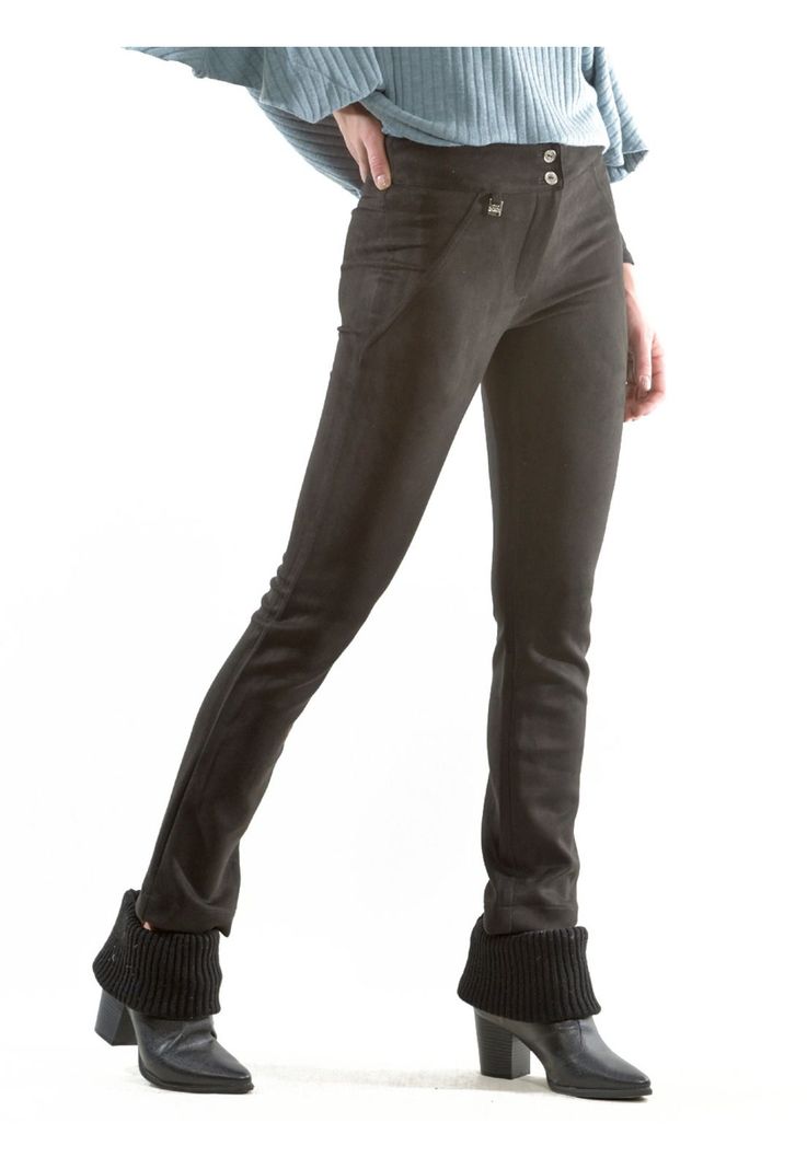 Pantalón Gamuza Recto Negro-0