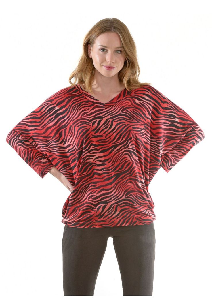 Polera Rebeca Animal Print Rojo-0