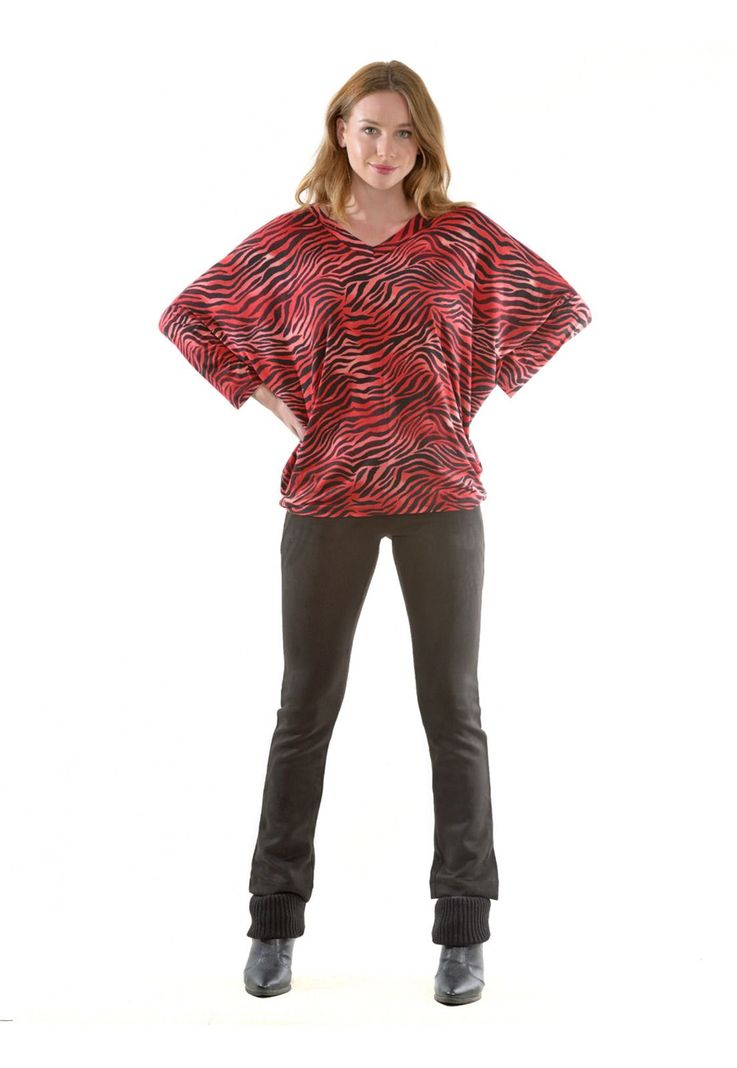 Polera Rebeca Animal Print Rojo-1