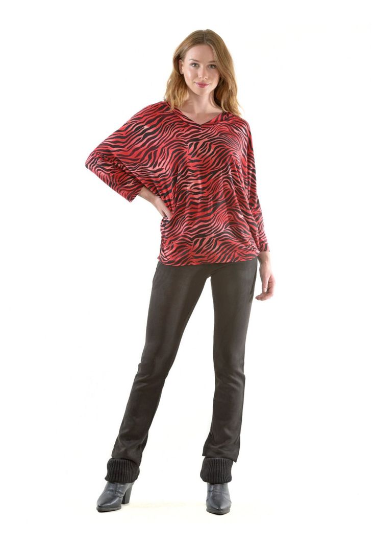 Polera Rebeca Animal Print Rojo-3