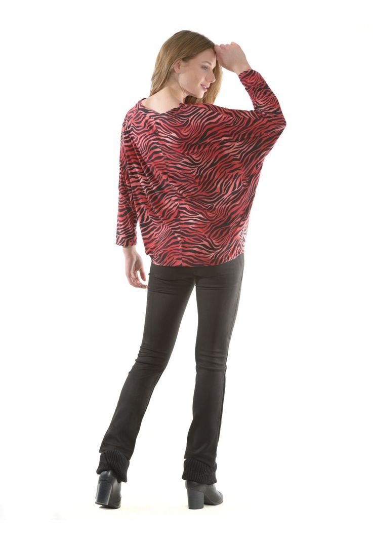 Polera Rebeca Animal Print Rojo-5