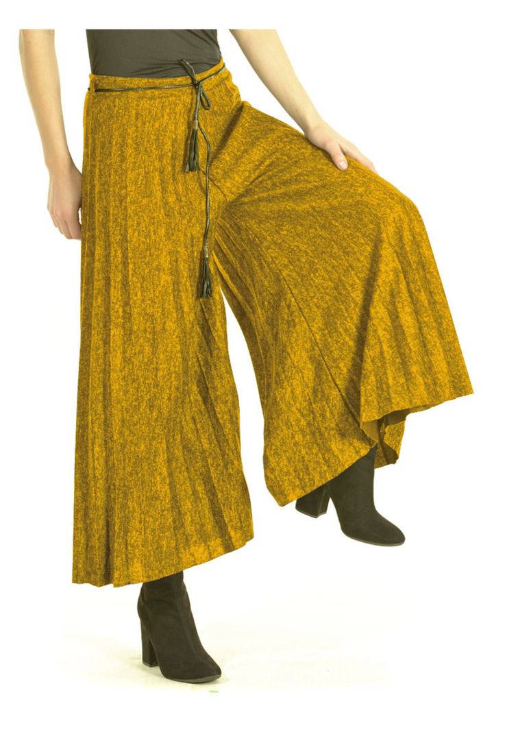 Pantalón Tableado Mostaza-0