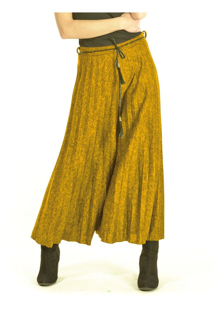 Pantalón Tableado Mostaza-2