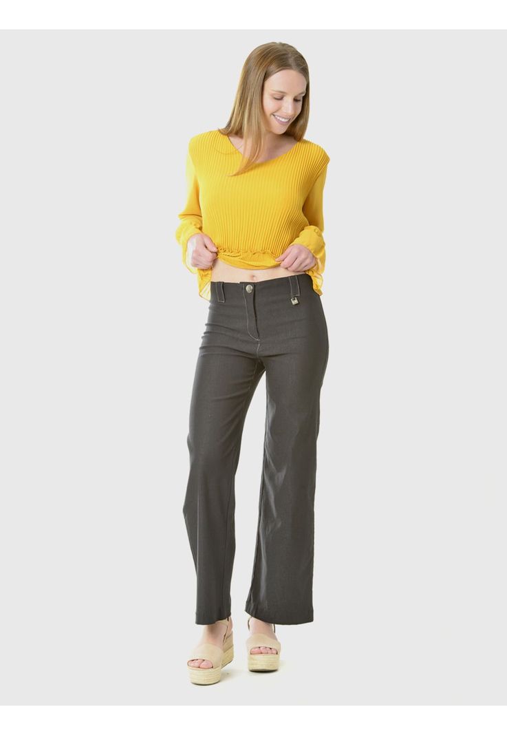 Pantalón Ancho Gabardina Negro-2