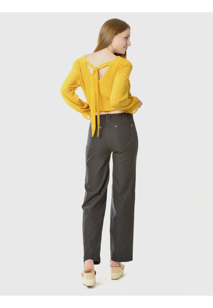 Pantalón Ancho Gabardina Negro-5