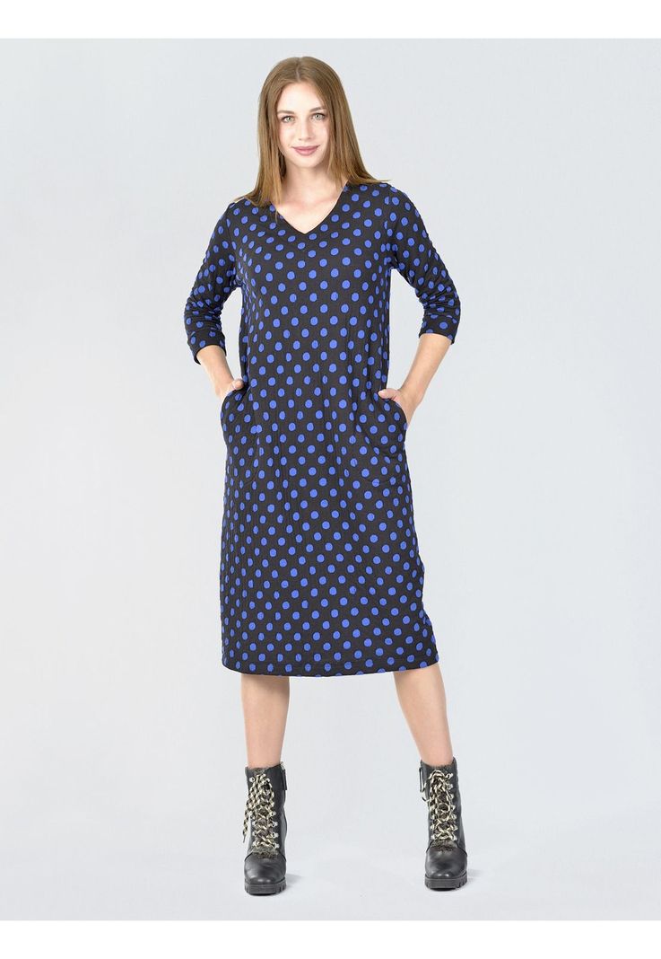 Vestido Lanilla Lunares Azul-0