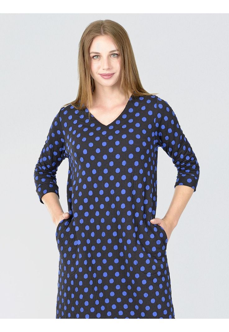 Vestido Lanilla Lunares Azul-1