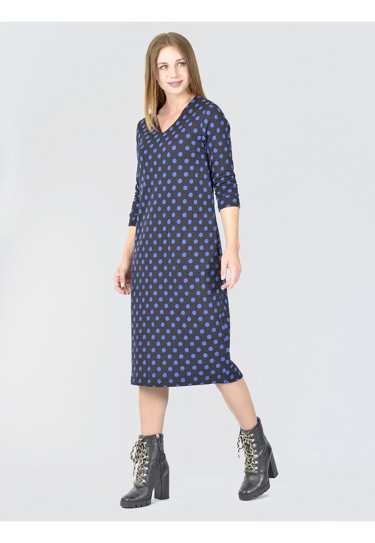 Vestido Lanilla Lunares Azul-2