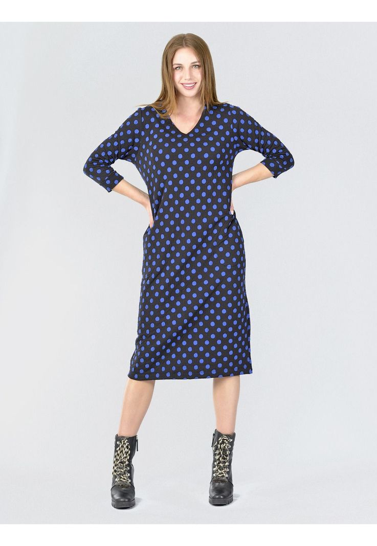Vestido Lanilla Lunares Azul-5