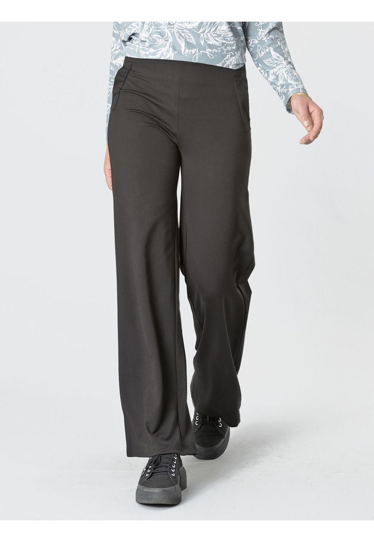 Pantalón Ancho Elasticado Negro-0